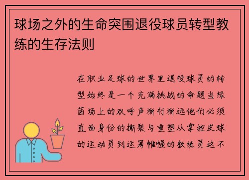 球场之外的生命突围退役球员转型教练的生存法则