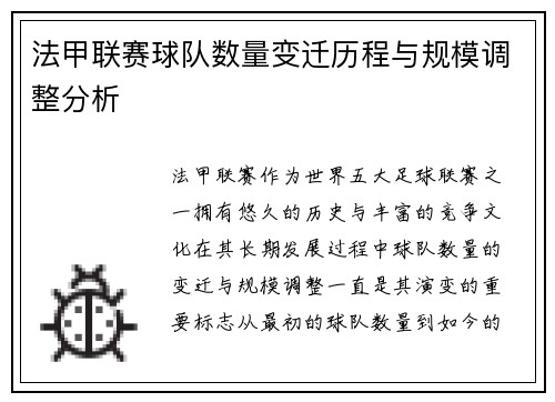 法甲联赛球队数量变迁历程与规模调整分析